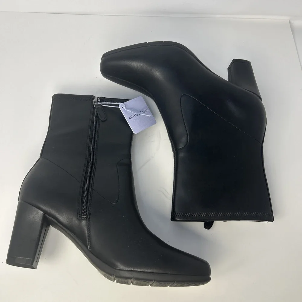 Aerosoles Miley Black Mid-Calf Ankle Booties Boots Size 9 Wide 9W NIB